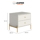 Mesa De Cabeceira Jasper 63 Cm 2 Gavetas Off White Com Pés Do
