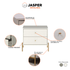 Mesa De Cabeceira Jasper 63 Cm 2 Gavetas Off White Com Pés Do