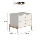 Mesa De Cabeceira Jasper 63 Cm 2 Gavetas Off White Com Pés Do
