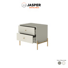Mesa De Cabeceira Jasper 63 Cm 2 Gavetas Off White Com Pés Do