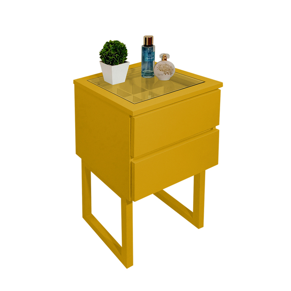 Mesa De Cabeceira Lateral De Apoio Penteadeira Square Amarelo