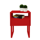 Mesa De Cabeceira Lateral Nicho Com Gaveteiro Square Vermelho
