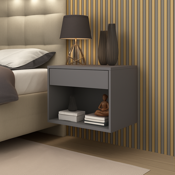 Mesa De Cabeceira Lateral Suspensa Para Quarto De Casal Com 1