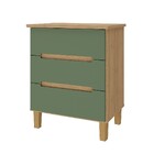 Mesa De Cabeceira Logan 3 Gavetas Olmo Italiano/verde - Mambel