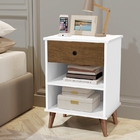 Mesa De Cabeceira Londres Branco Com Castanho