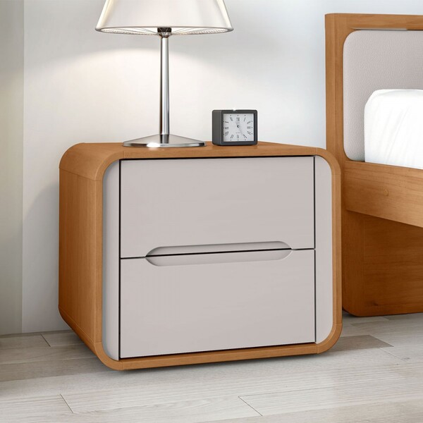 Mesa De Cabeceira Loop 2 Gavetas Amendoa Clean/off White - Mó