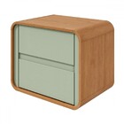 Mesa De Cabeceira Loop 2 Gavetas Amendoa Clean/salvia - Móvei