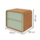 Mesa De Cabeceira Loop 2 Gavetas Amendoa Clean/salvia - Móvei