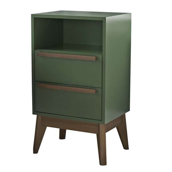 Mesa De Cabeceira Lotus Pin/verde Musgo