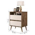 Mesa De Cabeceira Lótus Retrô 1 Nicho 2 Gavetas Pés Palito Ja