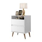 Mesa De Cabeceira Lótus Retrô 1 Nicho 2 Gavetas Pés Palito Ja