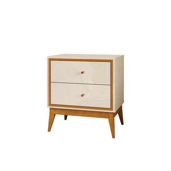 Mesa De Cabeceira Lucca 2 Gavetas Off White Cedro 47621 Edn