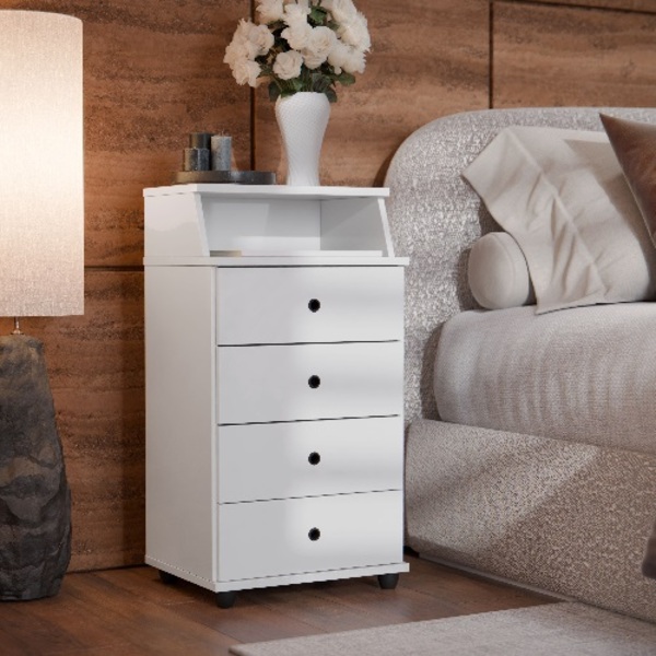 Mesa De Cabeceira Luxo Ii New Branco - Ej Móveis