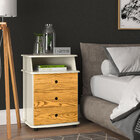 Mesa De Cabeceira Luxo - Off White/ Nature