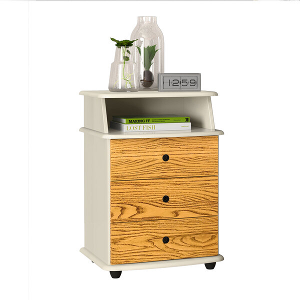 Mesa De Cabeceira Luxo - Off White/ Nature