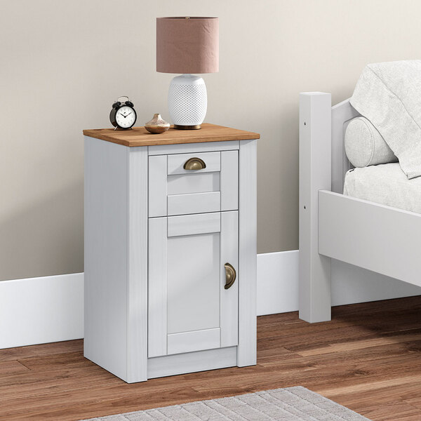 Mesa De Cabeceira Madeira 1 Porta 1 Gaveta Bolton Branco Made