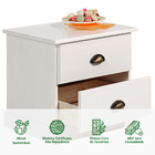 Mesa De Cabeceira Madeira 2 Gavetas Paris - Branco