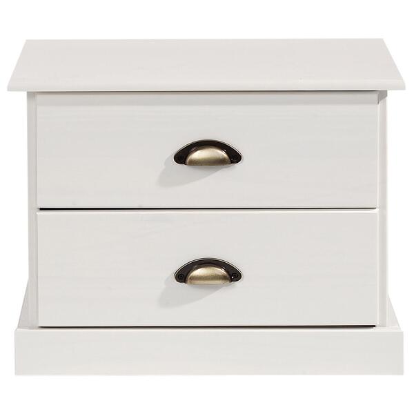 Mesa De Cabeceira Madeira 2 Gavetas Paris - Branco