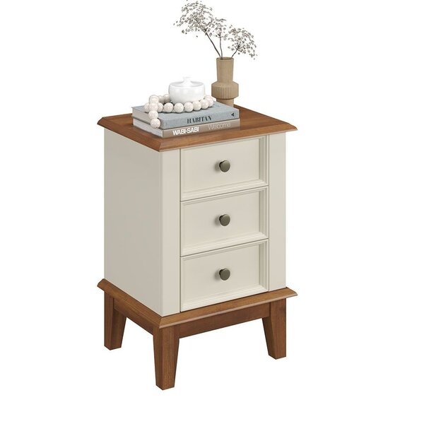 Mesa De Cabeceira Madeira Maciça Off White