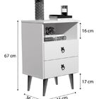 Mesa De Cabeceira Madri 2 Gavetas Pés Palito Branco Jalmac -