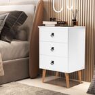 Mesa De Cabeceira Madri 3 Gavetas Branco Pés Palito Jalmac