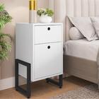 Mesa De Cabeceira Marta Com Gavetas Branco Preto