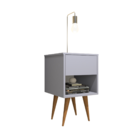 Mesa De Cabeceira Mdf Pés Palitos Com 1 Gaveta E 1 Nicho Plan