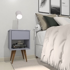 Mesa De Cabeceira Mdf Pés Palitos Com 1 Gaveta E 1 Nicho Plan