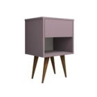 Mesa De Cabeceira Mdf Pés Palitos Com 1 Gaveta E 1 Nicho Plan