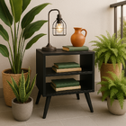 Mesa De Cabeceira Mesinha Decoração Com Pés Preto  Brovália