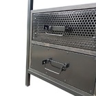 Mesa De Cabeceira Modelo Industrial Com 2 Gavetas - Ferro E M