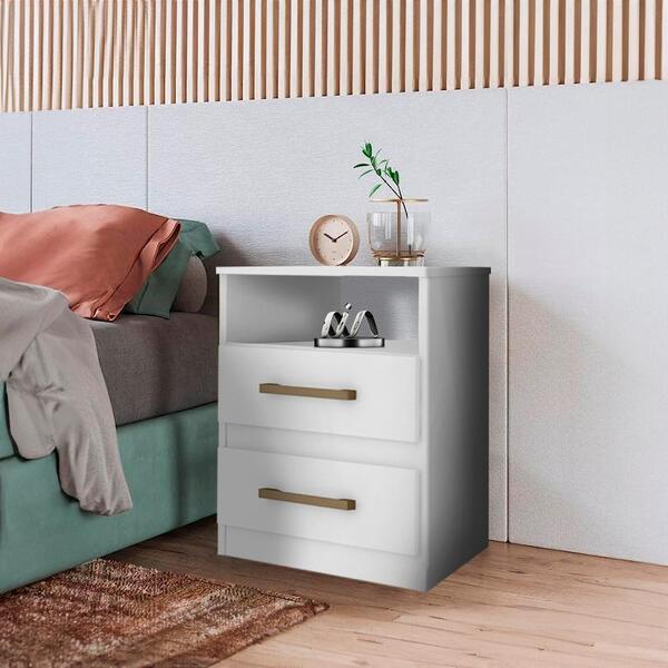 Mesa De Cabeceira Moderna Branco Gokas Shop Jm