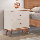 Mesa De Cabeceira Monza 2 Gavetas Em Mdf Com Pés Estilo Retrô