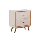 Mesa De Cabeceira Monza 2 Gavetas Em Mdf Com Pés Estilo Retrô