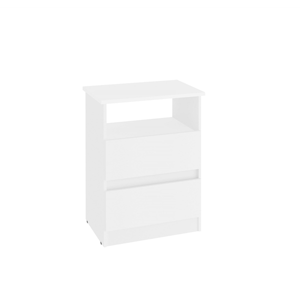 Mesa de Cabeceira Monza Com 2 Gavetas E 1 Nicho Branco Brilho