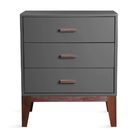 Mesa De Cabeceira Móvel Madeira Jatobá 3 Gavetas Grafite