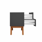 Mesa De Cabeceira Móvel Moderna Friso 2 Gavetas Grafite