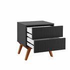 Mesa De Cabeceira Móvel Moderna Friso 2 Gavetas Grafite
