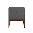 Mesa De Cabeceira Móvel Moderna Nature 2 Gavetas Grafite