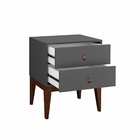 Mesa De Cabeceira Móvel Moderna Nature 2 Gavetas Grafite