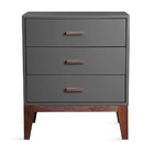 Mesa De Cabeceira Móvel Pequena Jatobá 3 Gavetas Grafite
