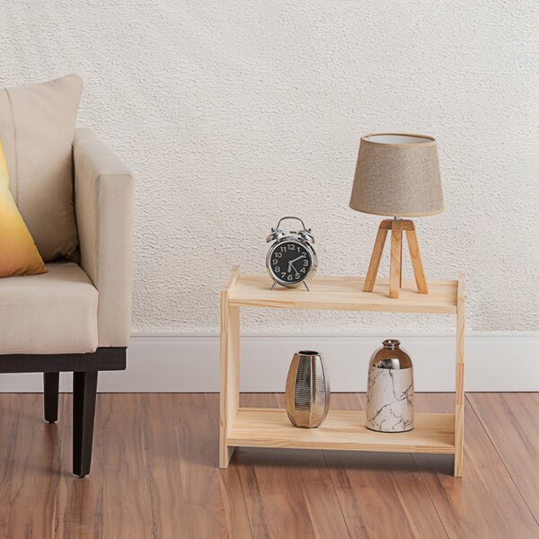 Mesa De Cabeceira Multiuso Natural & Colors 2 Prateleiras Úni
