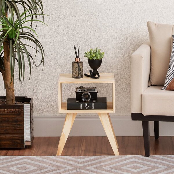 Mesa De Cabeceira Natural & Colors 2 Prateleiras Naturais Pé