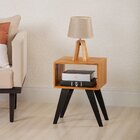 Mesa De Cabeceira Natural & Colors 2 Prateleiras Pé Longo Mel