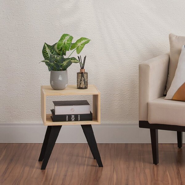 Mesa De Cabeceira Natural & Colors 2 Prateleiras Pé Longo Nat