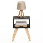 Mesa De Cabeceira Natural & Colors 2 Prateleiras Pretas Pé Lo