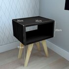 Mesa De Cabeceira Natural & Colors 2 Prateleiras Pretas Pé Lo