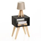 Mesa De Cabeceira Natural & Colors 2 Prateleiras Pretas Pé Lo