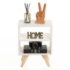 Mesa De Cabeceira Natural & Colors 3 Prateleiras Brancas Pé M