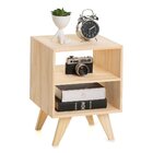 Mesa De Cabeceira Natural & Colors 3 Prateleiras Naturais Pé